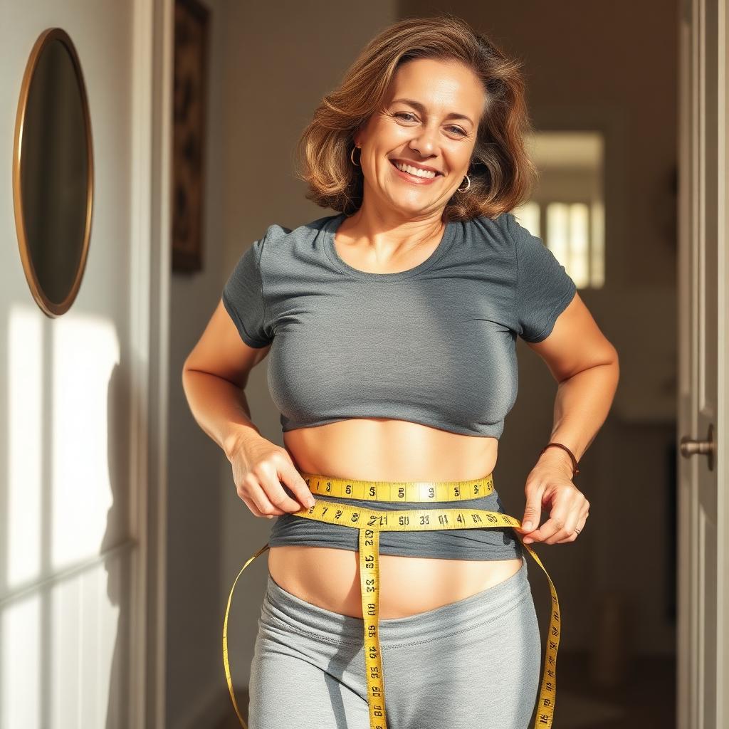 Woman measuring waist after using HumeCare GLP-1 for 90 days